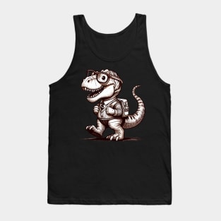 Cute black and white Tyarannosaurus Go To School Tank Top